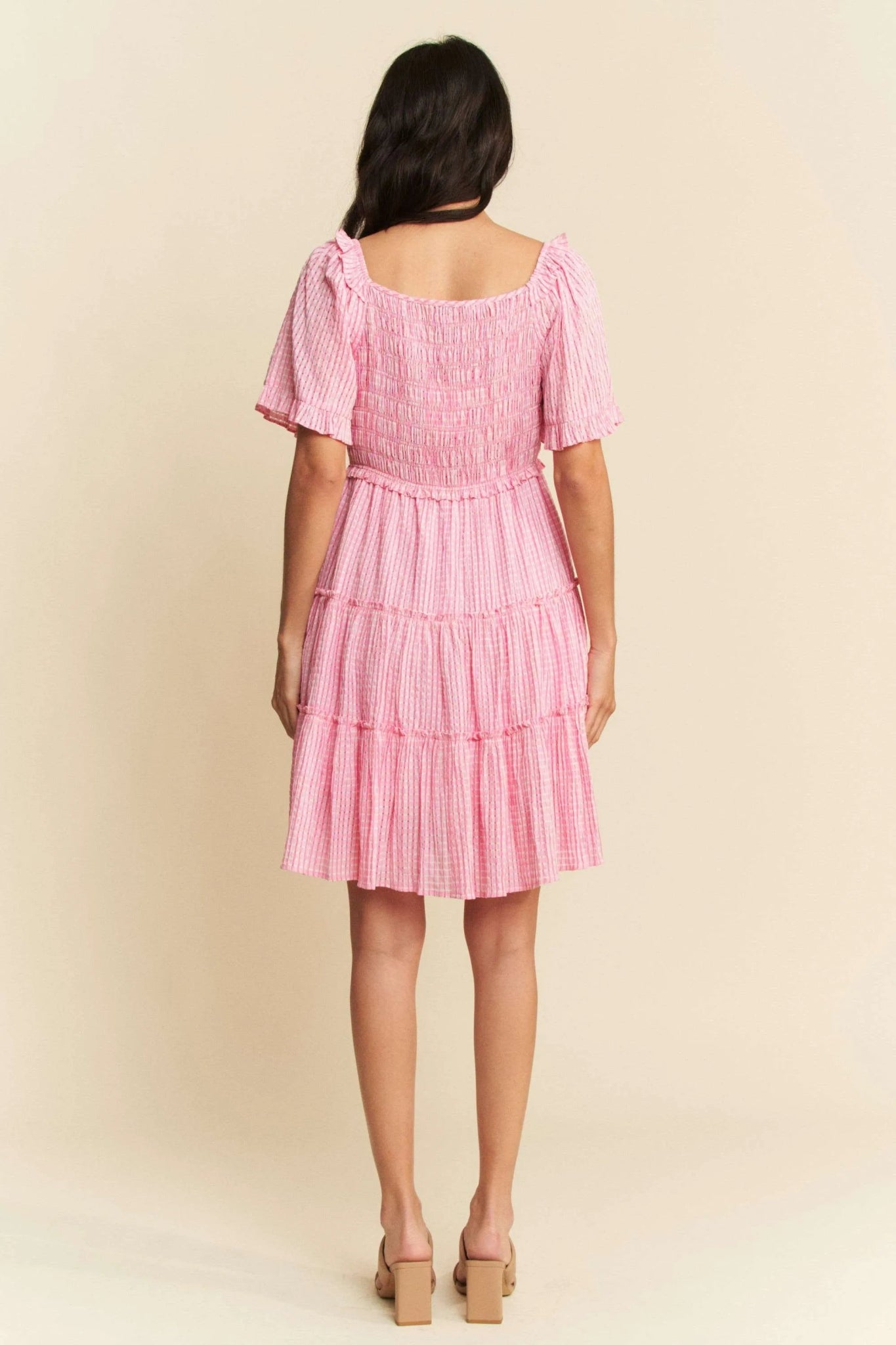 Davi & Dani Jacquard Checker Smocking Tiered Dress - Bela Fils BoutiqueBela Fils Boutique